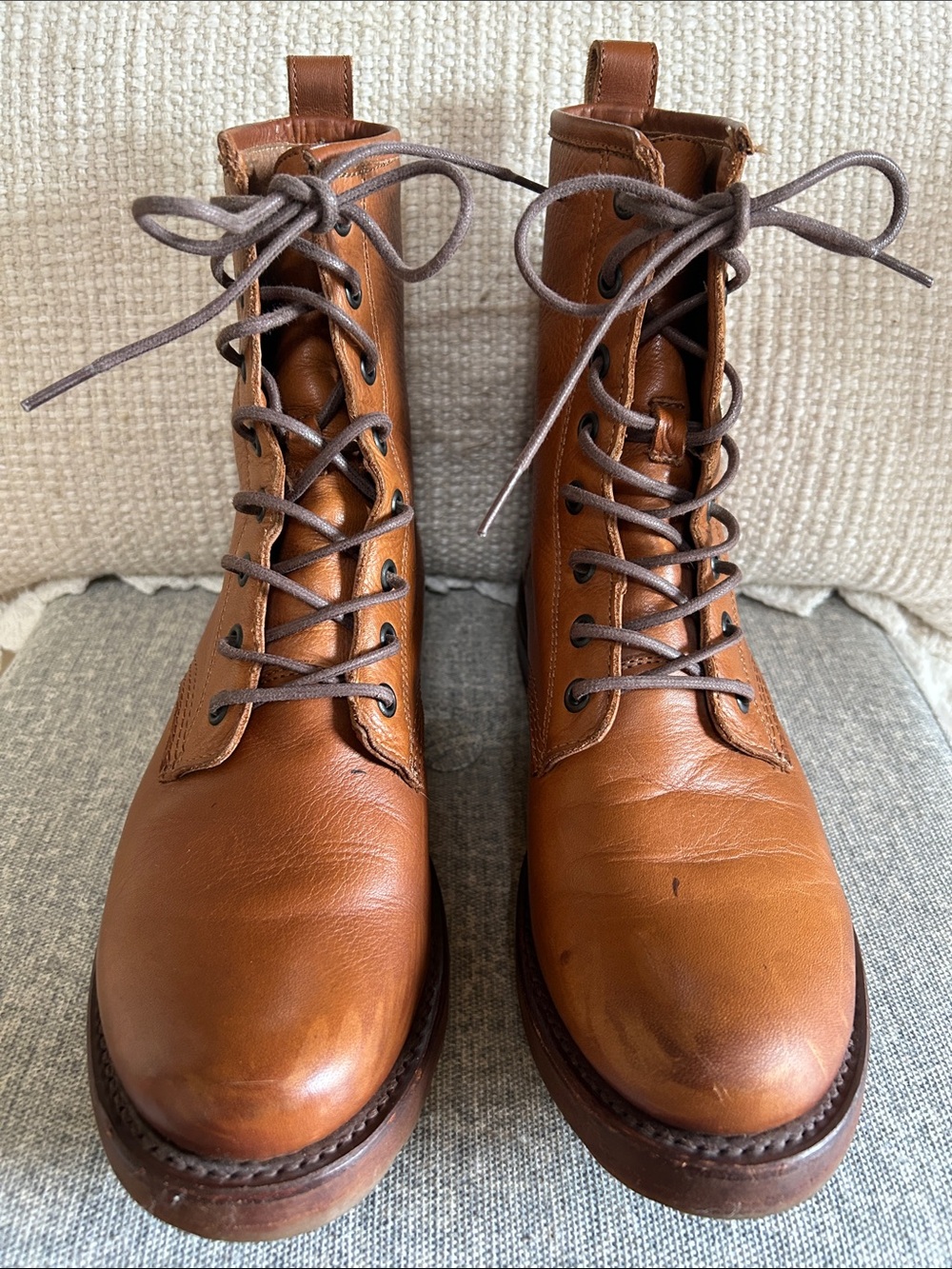 Frye Women’s Brown Leather Boots with Rubber Lug Soles